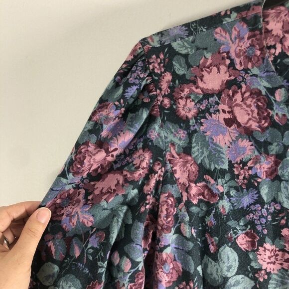 Laura Ashley Size USA 12 Floral Basque Waist Button Tea‎ Dress Made In Ireland - Picture 11 of 16